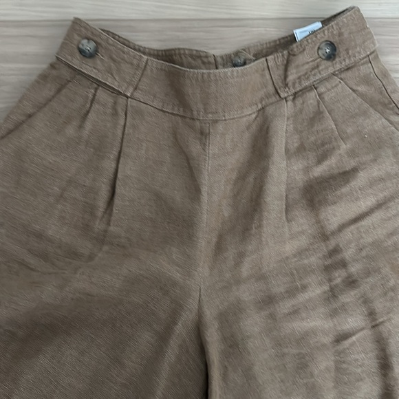 Banana Republic Size 6 Petite tan linen wide leg culotte pants - Picture 6 of 9